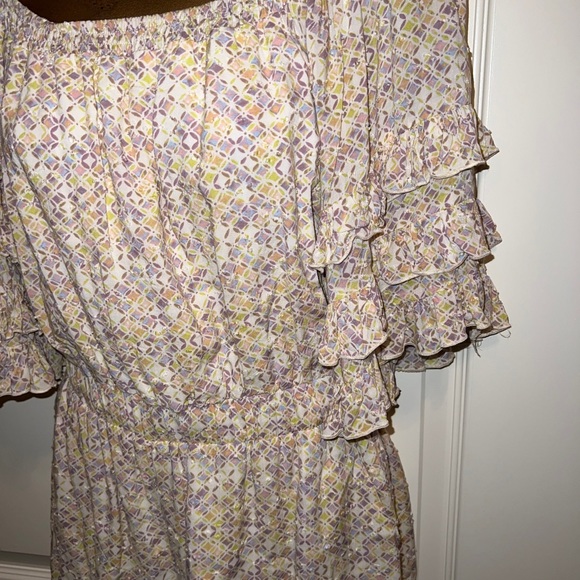 Fate Multicolored Womens Romper Shorts Geometric Size Medium 3/4 Sleeve - Picture 3 of 13